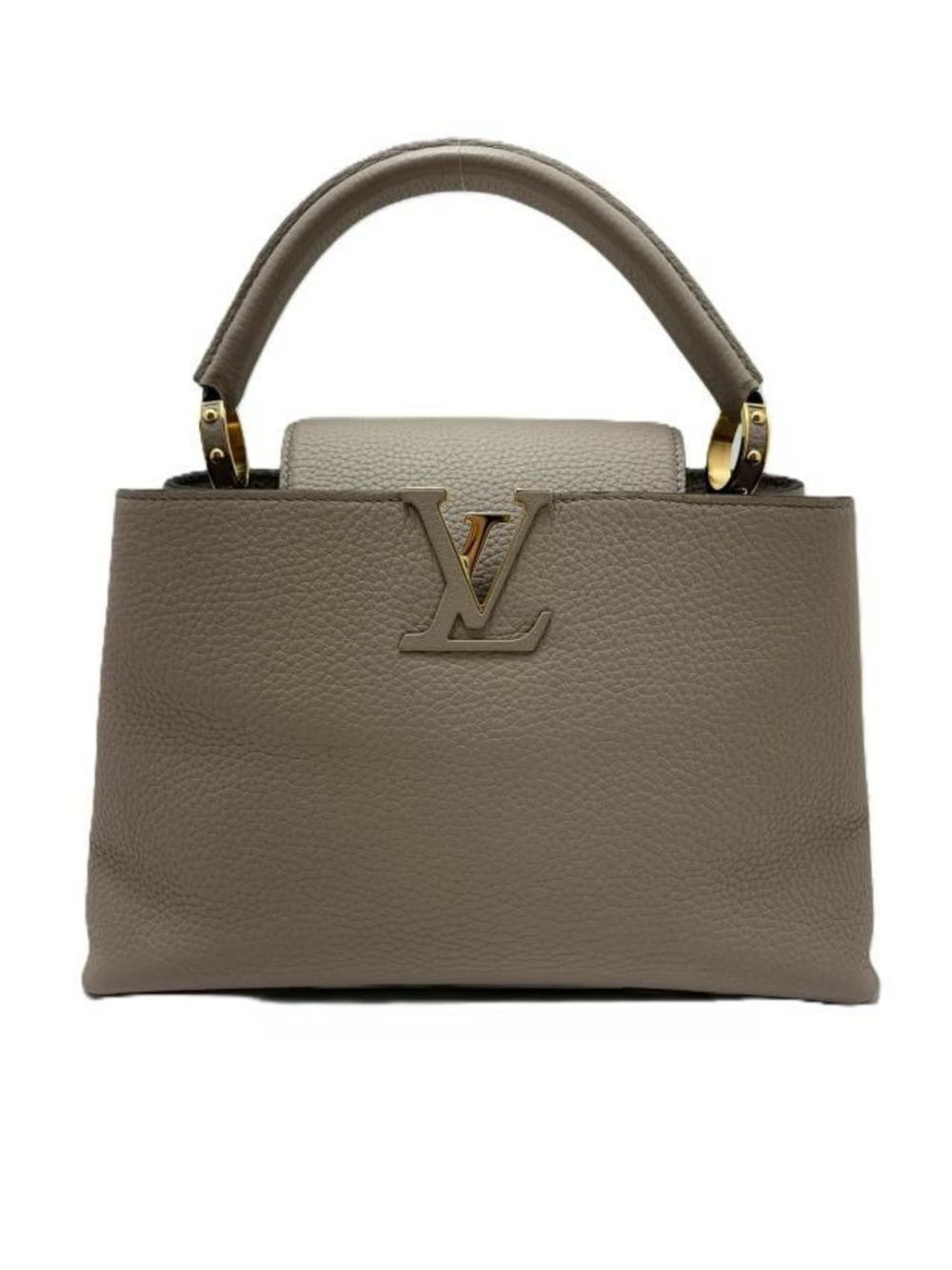 LOUIS VUITTON Capucines Galet Taurillon Leather Bag Handbag Beige Cream